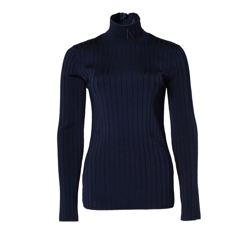 Nina Ricci Rib Turtle Neck In Dark Blue